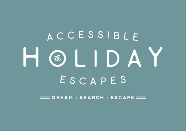 Accessible Holiday Escapes white on dark blue background logo2